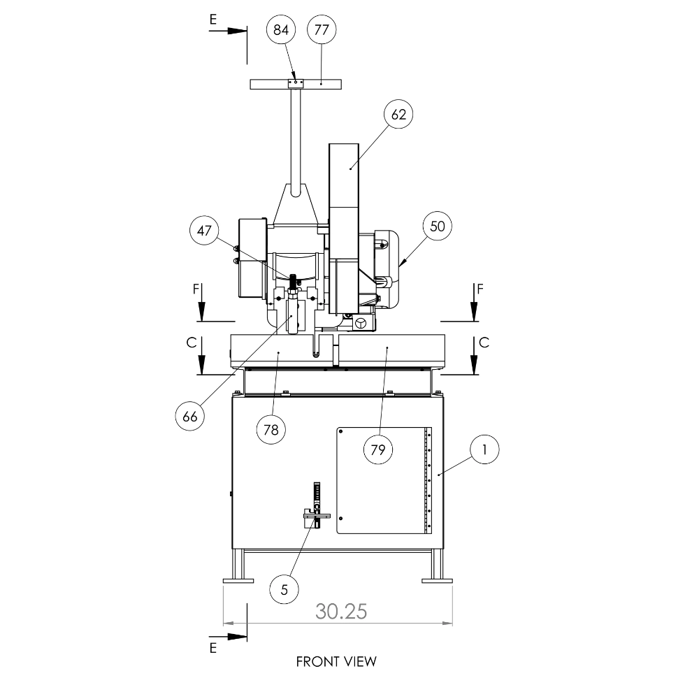 20 Inch Industrial Radial Arm Saw - K20RS front view