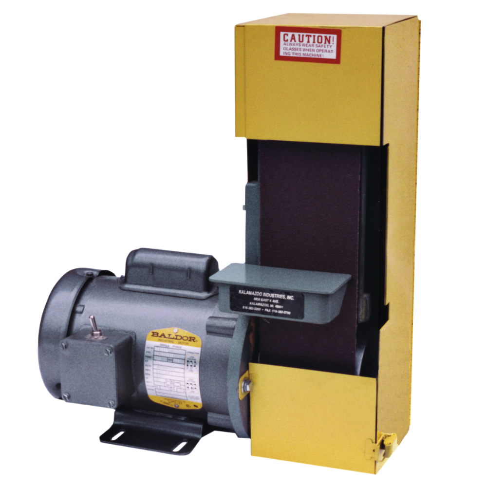 Kalamazoo S4S 4 x 36 Inch Industrial Sander, benchtop belt sander, portable belt sander, woodworking sander, belt sander for wood, sander for metal, industrial sander, custom metal work, metal fabrication, formula one, cnc machine shop.